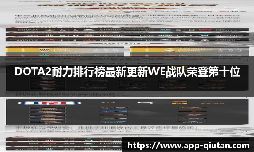 DOTA2耐力排行榜最新更新WE战队荣登第十位